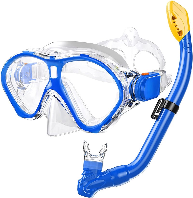 Gintenco Kids Snorkel Set, Diving Mask for Children as Unisex Kids Swimming Goggles, Anti-Fog Diving Mask and Dry Top Snorkel Combo Set for Junior and Youth - Image 1
